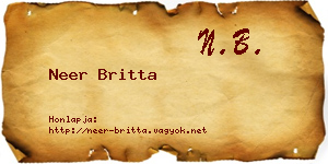 Neer Britta névjegykártya
